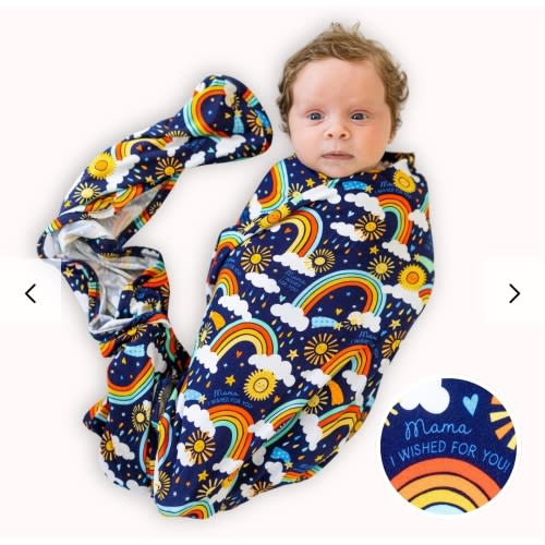 The Forever Swaddle Blanket | Here Comes the Sunshine (Blue) | Raising Mama