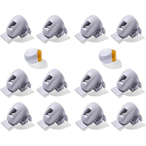 Safety 1st Adhesive Magnetic Cabinet Locks, Includes 12 Child Locks for Cabinets & Drawers, 2 Keys, White
