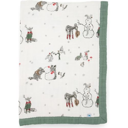 Little Unicorn Newborn Receiving Quilt | Ultra- Soft, Multi-Layered Muslin Fabric | Gift for Newborns & on-The-go (Snow Day)