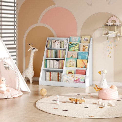 Latitude Run® 6 Tier Kids Wooden Bookshelf And Toy Storage, Children Toy Organizer With Book Shelves | Wayfair