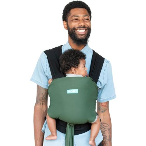 Moby Baby Wrap Carrier Easy-Wrap for Newborns to Toddlers (8-33lbs), Infant Sling Carrier, Lightweight & Hands Free Design for Mom and Dad, Adjustable for All Body Types (Olive/Onyx)