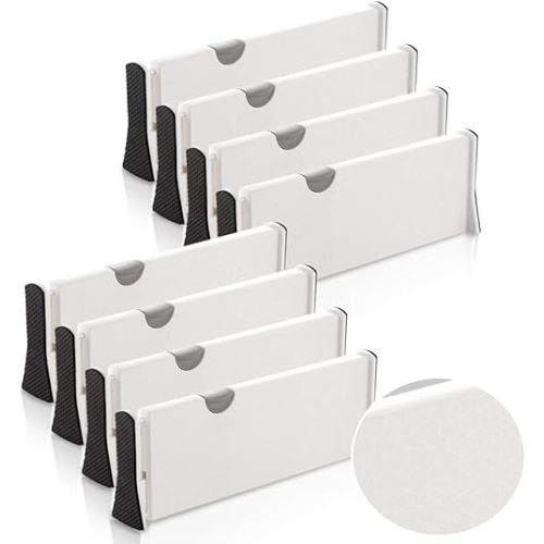 Ormeli Drawer Dividers Expandable Adjustable Dresser Drawer Organizers Divider for Clothes, Silverware and Utensils fit Kitchen, Bedroom, Bookcase, Baby Drawer with Instructions