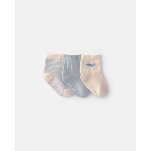 Baby 3-Pack Whale Ankle Socks - Blue/Ivory | Carter’s Oshkosh Canada