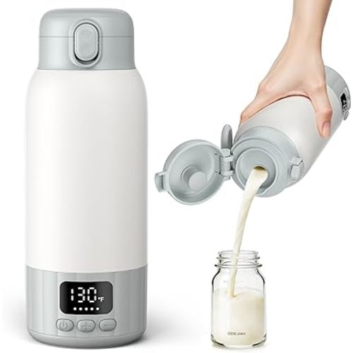 Portable Bottle Warmer for Travel, Fast Heating Milk Warmer On The Go, 17 OZ Bottle Warmers for Breast Milk, Formula, Water, Temp Control 98°F -131°F, Baby Essentials for Outdoor Airplane Car Journey