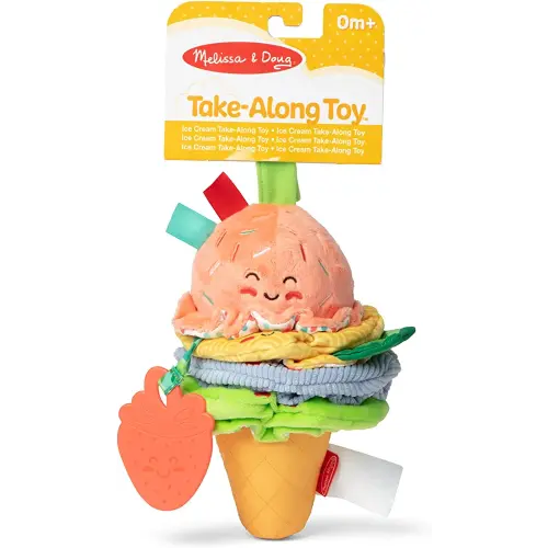 Melissa & Doug Ice Cream Take-Along Clip-On Infant Toy with Sound and Vibration