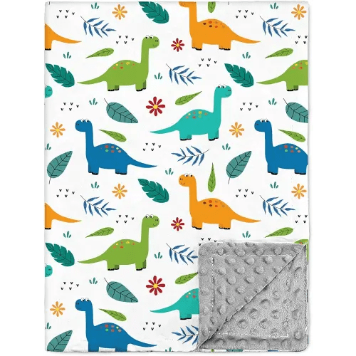Nialnant Dinosaur Baby Blanket for Boys, Double Layer Dotted Backing Toddler Blankets for Boys, Soft Plush Baby Boy Blanket, Shower Gift Receiving Blankets, Nursery Decor Stroller Cover 30 x 40 Inch