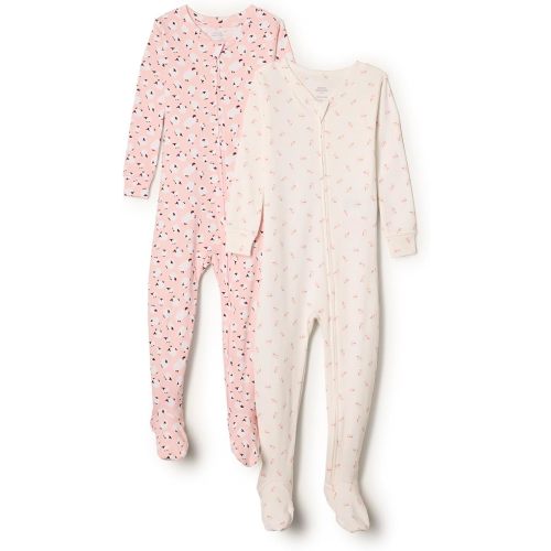 Amazon Essentials x Sofia Grainge Unisex Toddlers and Babies' Snug-Fit Cotton Footed Pajamas, Pack of 2