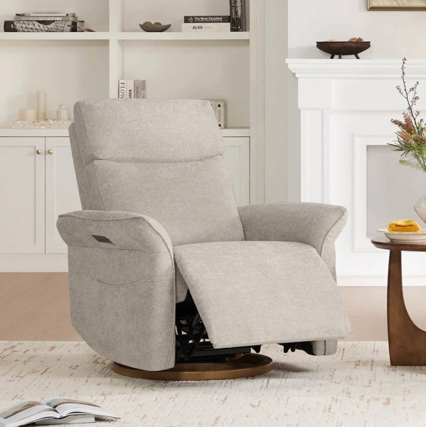 Vinca Power Swivel Nursery Glider Recliner with Power Lumbar & Headrest