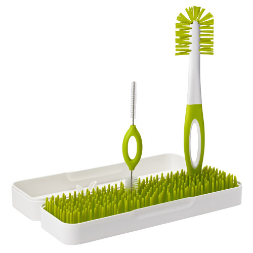 Boon Trip Compact Travel Bottle Drying Rack + 2 Baby Bottle Brushes With Nipple Cleaner