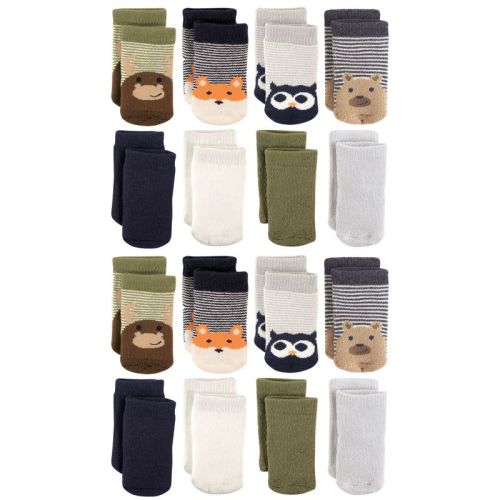 Luvable Friends Fun Essential Socks 16-pack, Fox Owl, 0-6 Months
