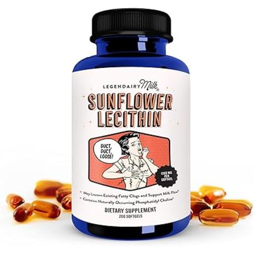 Legendairy Milk Sunflower Lecithin 1200mg, Lactation Support, Sunflower Lecithin Supplement for Clogged Milk Ducts, Made in USA, 200 Softgels