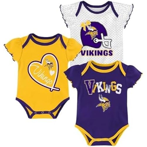 Outerstuff NFL Teams Newborn Baby and Infant Short Sleeve Bodysuit 3-Pack (0-18M)
