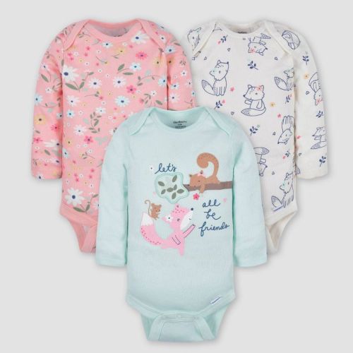 Gerber Baby 3pk Long Sleeve Onesies - Fox