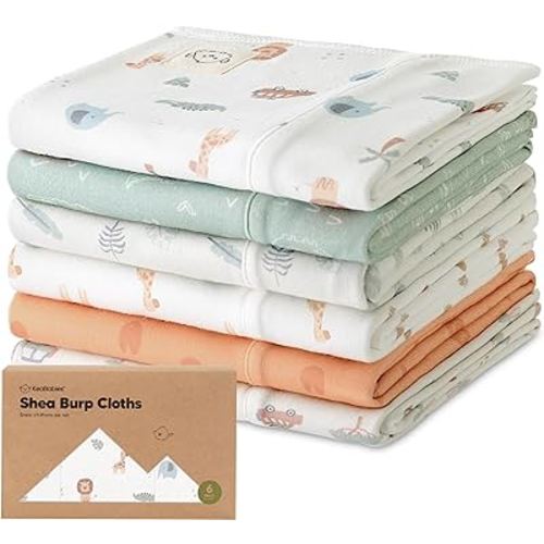 Organic Burp Cloths Baby Girl, Boy - 6-Pack Large Baby Burp Cloths, Burping Cloths for Babies, Boys, Girls, Cotton Burp Cloth, Spit Up Burp Rags, Newborn Burp Clothes, Burp Cloths Neutral(Wilderness)