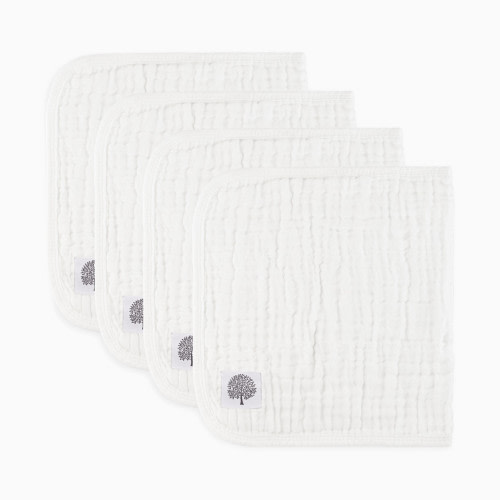 Parker Baby Co. Muslin Cotton Burp Cloths (4-Pack) - White Set