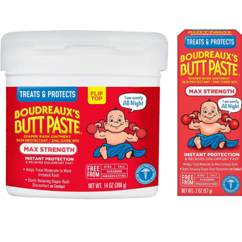 Boudreaux's Butt Paste Maximum Strength Diaper Rash Cream, Ointment for Baby, 2 oz Tube & 14 oz Jar