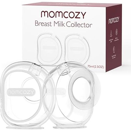 Momcozy Milk Collector for Breastmilk, Pea Breastfeeding Milk Catchers with Flange More Fit & Soft, Silicone Milk Collector Reusable Breast Milk Shells 2.5oz/75ml, 2 Pack