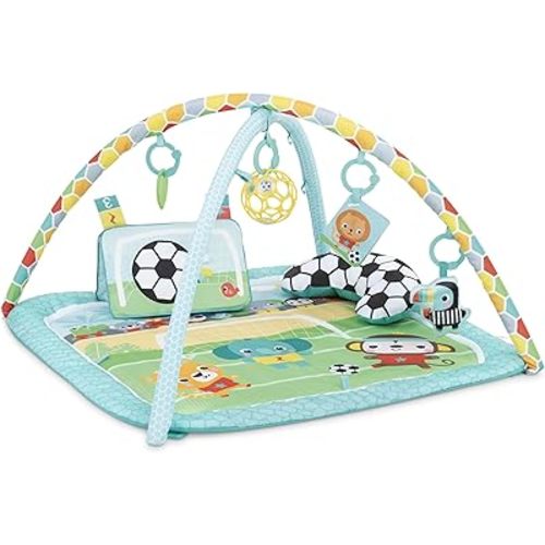 Bright Starts Grip & Kick Oball Activity Gym, Soccer Theme with Easy-Grasp Baby Toys, Unisex, Newborn+