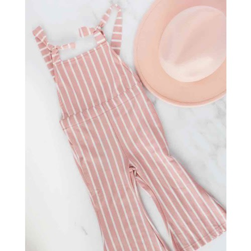 Kellyn Bell Bottom Suspender Jumpsuit - Mauve Stripe – The Happy Days Co