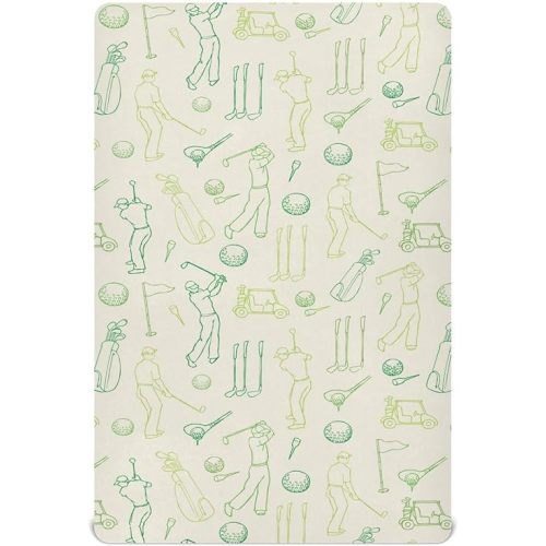 Fitted Crib Sheets for Baby Boys or Girls Soft Breathable Baby Play Yard Sheet for Standard Size Crib Mattress 52x28in Various Golf Images Player Pattern