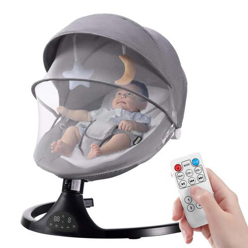 G TALECO GEAR Baby Swing for Infants to Toddler Portable Babies Swing Timing Function 5 Swing Speeds Bluetooth Touch Screen Music Speaker,Gray