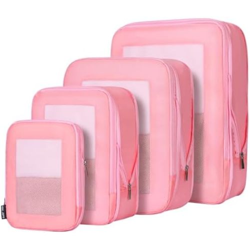 Ultralight Compression Packing Cubes Travel for Suitcases ,Compressible Mesh Packing Cubes for Travel Women Packing Organizers 4 Set
