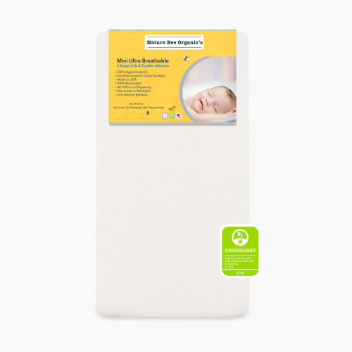 Nature Bee Organic's Mini Crib Size 2-Stage Mattress - Organic White, Mini Crib Mattress