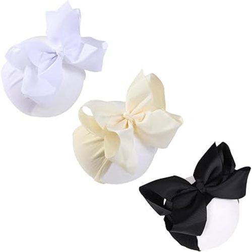 6 Inch Baby Girls Headband Bows, Soft Nylon Hairbands Cute Big Bow Super Elastic Headband for Baby Girls Newborn Infant Toddlers (Beige Black White, Large)