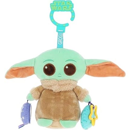 Kids Preferred Star Wars: THE Mandalorian Grogu On the Go Activity Toy - with Teether, Crinkle, Squeaker, Mirror and Travel Clip, Sensory Toy, for Ages 0+