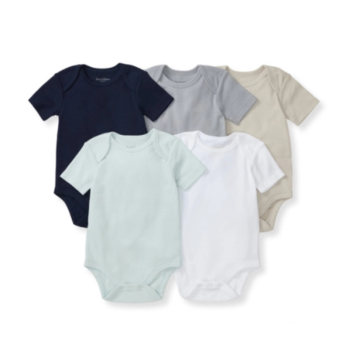 Solid Organic Cotton Short Sleeve Baby Bodysuits 5 Pack Midnight