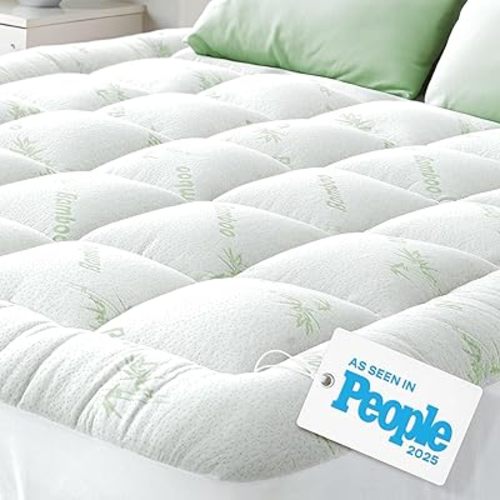 Ultra Soft Twin Size Mattress Topper - Viscose Made from Bamboo Pillow Top Mattress Pad for Back Pain Relief - Naturally Cooling for Hot Sleepers, Green