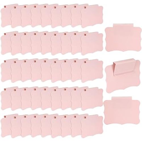 50 Pcs Basket Labels Clip On Pink Removable Basket Labels, Basket Tags for Labeling Clip On Reusable Bin Labels Clip On for Storage Bins Fabric, Organization Box, 3.5 x 2.5 inch