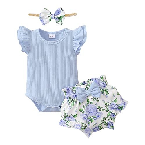 SUNNY PIGGY Baby Girl Clothes Infant Newborn Girls Summer Outfits Baby Clothing Romper Shorts Set 0-3 3-6 6-12 12-18 Months