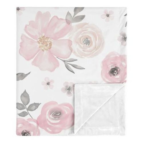 Sweet Jojo Designs Girl Baby Swaddle Blanket Watercolor Floral Pink And Grey