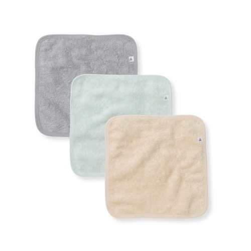 Organic Cotton Woven Terry Solid Washcloths 3 Pack Oat