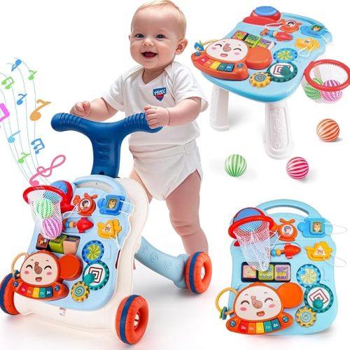 Baby Walker, 3 in 1 Push Walker for Baby Girls Boys, Baby Walking Toy for 1 Year Old Learning to Walk, Sit to Stand Baby Walker Push Toy for Girl 12 Months, Blue