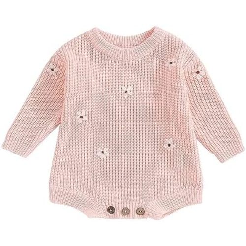 SAYOO Baby Sweater Romper Toddler Girl Oversize Embroidery Knit Pullover Sweater Warm Sweatshirt Romper Fall Winter Clothes