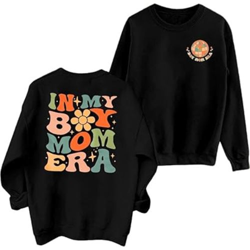 EGELEXY Mama Sweatshirt Women Boy Mom Shirts Boy Mama Pullover Top Casual Mothers Day Long Sleeve Blouse Tees