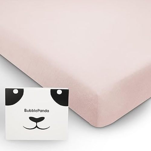 BubblePanda Rayon Made from Bamboo Crib Sheets for Baby Boys Girls Neutral Soft Stretchy Fitted Crib Mattress Sheet Standard 52" x 28" (Pink)