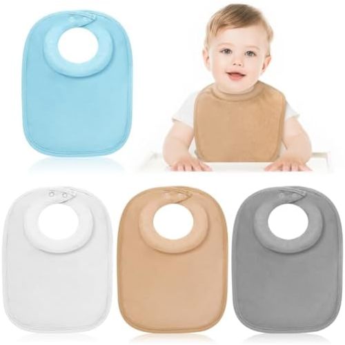 4 Pcs Baby Bibs Feeding Bib for Drooling and Teething Comfi Neck Baby Bib with Padded Collar Absorbent Bibs