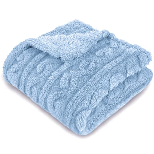 HOMRITAR Baby Blankets for Boys or Girls 3D Fluffy Fuzzy Blanket for Baby, Soft Warm Cozy Flannel Fleece Warm Blankets, Infant or Newborn Receiving Blanket 330GSM (30 x 40 Inch, Blue)