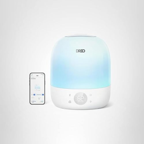 DREO Humidifiers for Bedroom - 30H Max Runtime & RGB Night Light & Sleep Trainer, Ultra Quiet 28dB Cool Mist Humidifier, Top Fill Smart Air Humidifier for Plants, Perfect for Baby & Nursery, HM409S