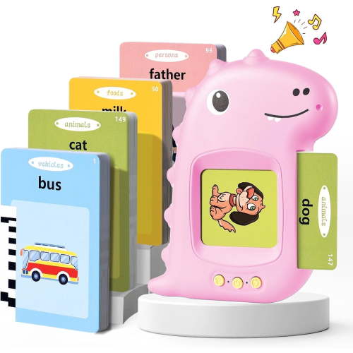 LUCKDEER Talking Flash Cards for 1 2 3 4 5 6 Year Old, Educational Interactive Speaking Flash Card, Montessori Learning Toys with 224 Sight Words, Pink