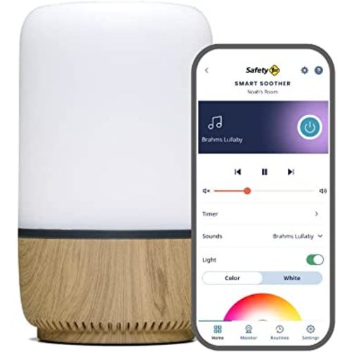 Safety 1st Connected Smart Soother — Light & Sound Machine, Night Light, Includes 20 Classic lullabies and Soothing Sounds, Timer, Wi-Fi and Button Controlled, iOS and Android Compatible