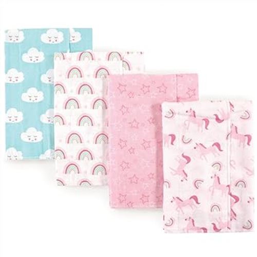 Luvable Friends Unisex Baby Cotton Flannel Burp Cloths, Rainbow, One Size