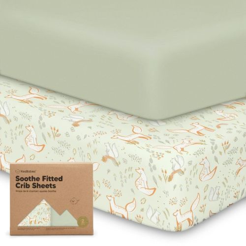 KeaBabies 2pk Soothe Fitted Crib Sheets Neutral, Organic Baby Crib Sheets, Fits Standard Nursery Baby Mattress (Construction)