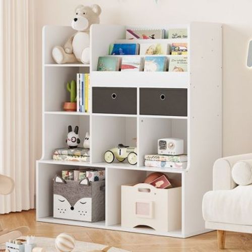 Toy Storage Organizer 47.8in Kids Bookshelf With Drawers Children Bookcase With Cubbies Wooden Toy Chest Playroom, Classroom, Nursery, Kids Room