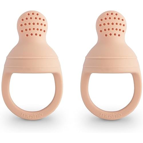 mushie Silicone Baby Fresh Fruit & Food Feeder Pacifier | 6 Months+ (Blush)