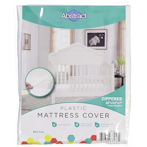 Abstract Waterproof Mattress Cover - 28x52x8” Standard Cribs & Toddler Beds -Vinyl Plastic Protective Zippered Sheet, 100 GSM PVC, BPA Free