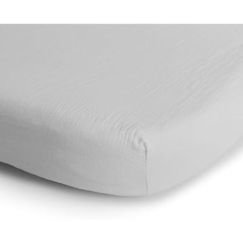 mushie Extra Soft Muslin Fitted Crib Sheet | 192 Thread Count | 28"x 52" (White)